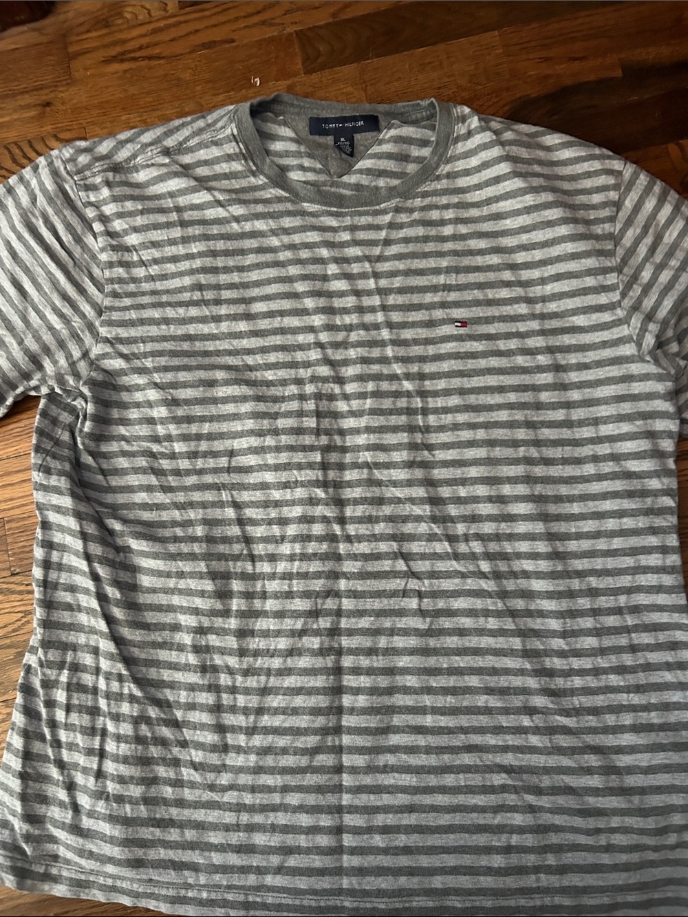 Tommy Hilfiger Gray & Light Gray Striped Crew Tee